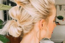 17 a bubble ponytail with a low bun on the end is a cool idea, and all you hair will be kept in place