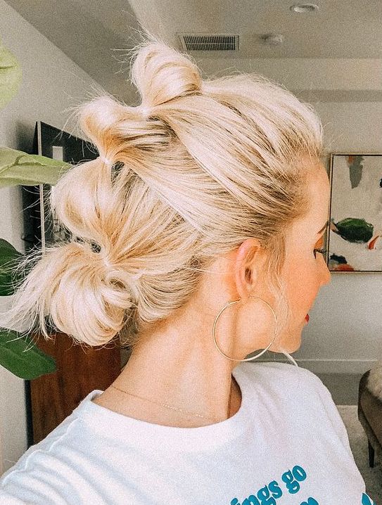 a bubble ponytail with a low bun on the end is a cool idea, and all you hair will be kept in place