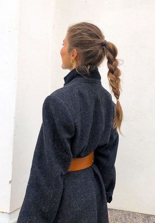 a braided high ponytail is a good idea both for fresh and unwashed hair that doesn't stay in place