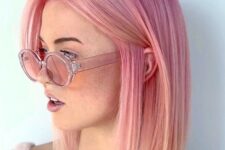 22 a gorgeous bubblegum pink lob with a slight ombre effect, lighter ends is a very cool and lovely idea