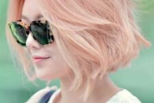 23 a hot to light and pale pink ombre chin-length bob with a lot of volume is a gorgeous idea to try