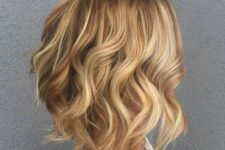 a bronde curly choppy long bob with gold blonde balayage is a lovely and catchy idea to rock
