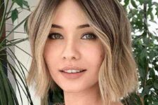 a cute blunt bob with blonde ombre, add accent highlights as the color transitions