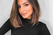 a dark outgrown bob with pretty chestnut balayage is a pretty and very sexy idea to rock