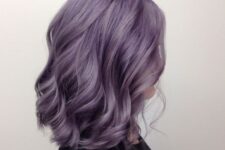 a fabulous lavender long bob with waves and side part is a very romantic and beautiful idea