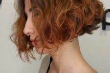 a gorgeous short curly angled bob with a darker root and a ginger ombre is a very stylish solution