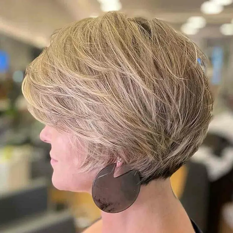 a heavily layered bob will add fullness and movement to your hair and is very low-maintenance at the same time