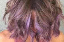 a lavender wavy long bob is a chic and delicate girlish idea to rock, it looks subtle and chic