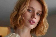 a light ginger blunt bob looks stunning on lighter hair, it adds warmth and a golden glow
