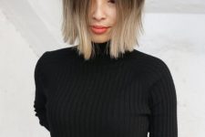 a midi ombre bob from dark brunette to bleached blonde and messy texture is a fresh and cool idea