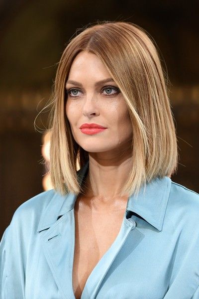 a pretty and bold ginger collarbone bob with blonde ombre and central part is a lovely and chic idea to try