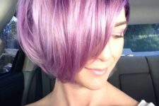 a lovely purple angled bob hairstyle
