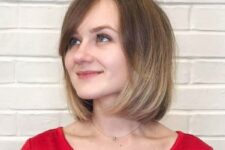 a sassy blunt bob with an ombre effect and side bangs is ideal for square-faced women