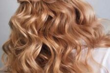 jaw-droppingly gorgeous long honey blonde waves with a twisted braid, a bump on top is so incredible