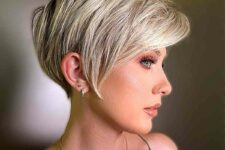 a beautiful layered long pixie with sweeping fringe is a cool idea, and you may try to add an undercut to it