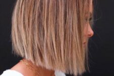a chic blunt bob with a brown root and blonde balayage is a beautiful and catchy idea to try right now