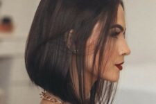 a refined and bold dark brunette A-line bob with much volume is a fantastic idea to wear anytime, it’s always on