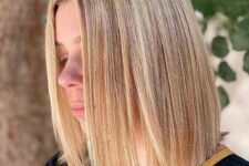 a shoulder-length blonde slob with root smudge is a lovely idea for spring and summer due to the warm shade