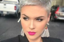 a silver short pixie haircut is super bold, chic and stylish and is a very trendy solution