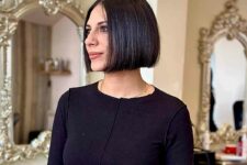 a sleek effortless chin bob in black is a classic idea for any type of hair