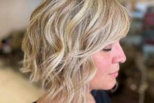a textured bob with short side bangs for a sassy and fun look, and beachy balayage brings that relaxed vibe