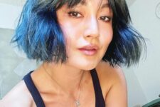 a short blue hairstyle