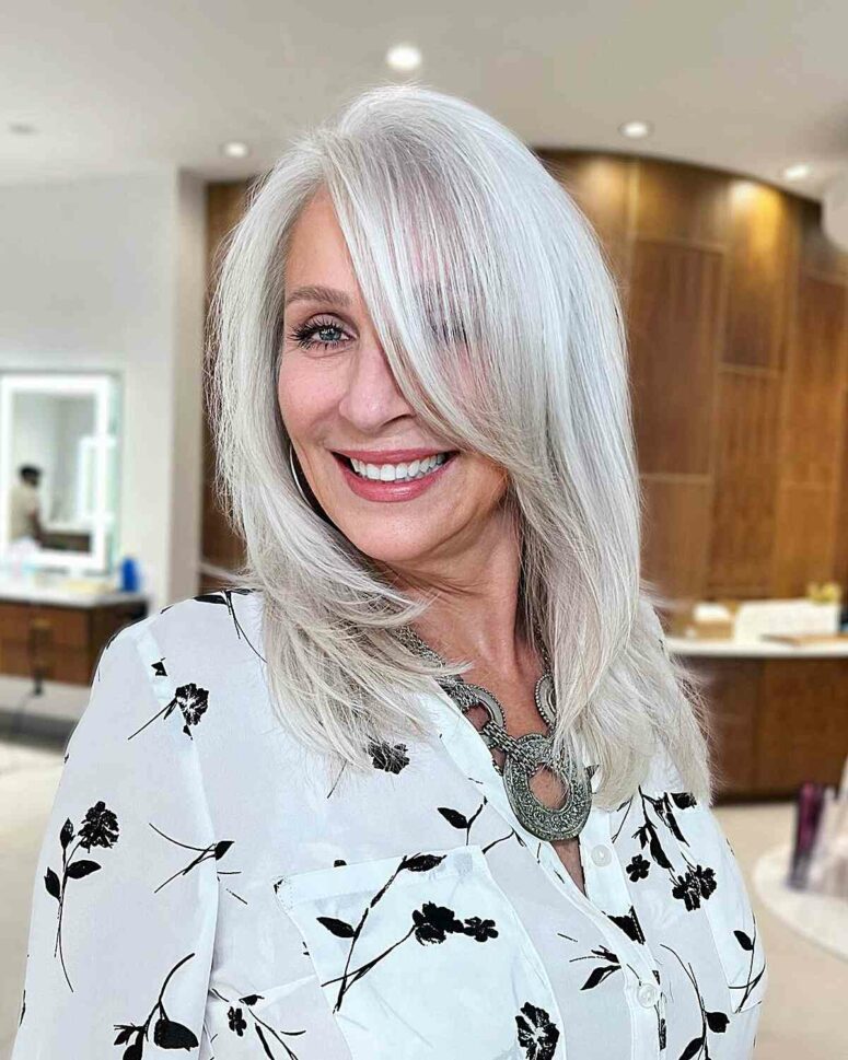 a naturally silver layered haircut is amazing, especially if you use shine-enhancing products