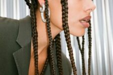 long braids down are a super cool, bold and edgy hairstyle to rock, it looks amazing and can be done for a statement