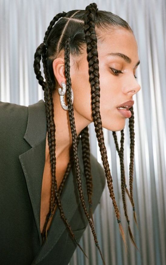 long braids down are a super cool, bold and edgy hairstyle to rock, it looks amazing and can be done for a statement