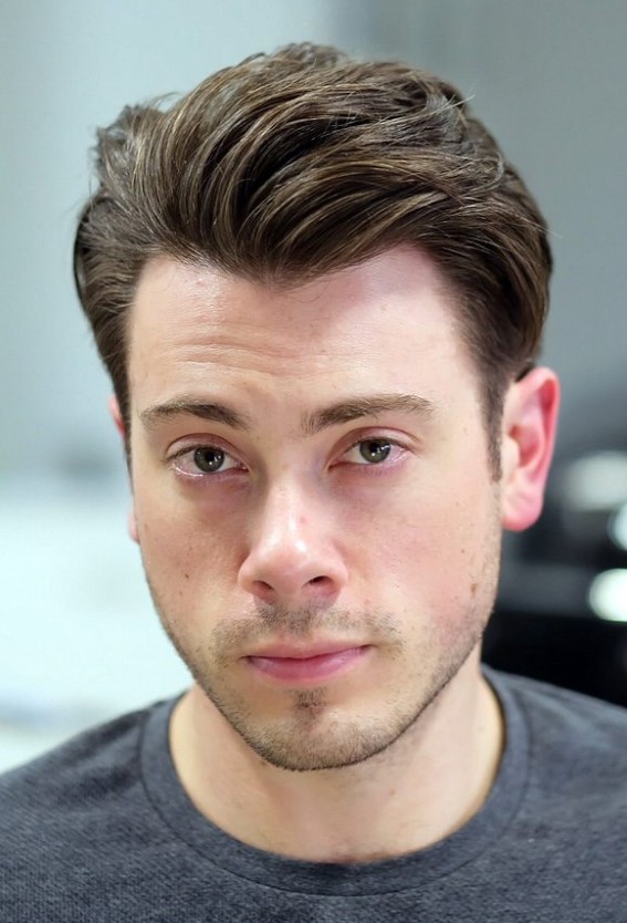 a side pushed quiff is a classic taper haircut with surprisingly long sides, it's a bit more high-maintenance than others