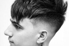 a thin hair undercut fade with an angular fringe will unleash a punk star in you, get a longer top