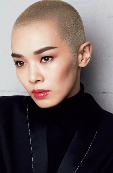 an Asian hair buzz cut is thick and straight, as Asian hair is thick, it's a fresh and modern way to frame your features