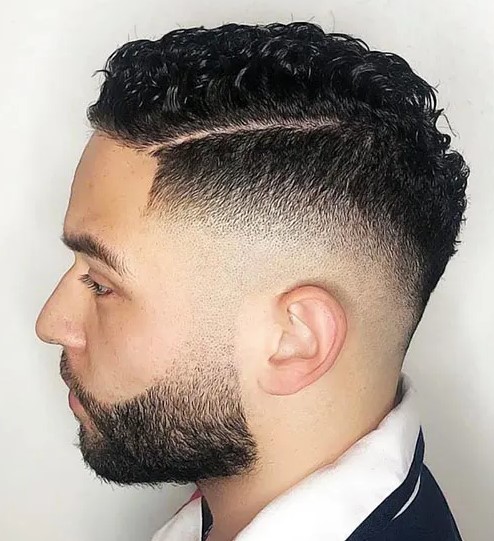 curly drop fade with side part is a cool way to embrace your curls but keep them under control at the same time