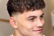 low taper fade with mini curls is a great idea to keep your unruly texture under control and look fresher