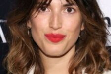 medium length brunette hair with an ombre effect and bottleneck bangs is a beautiful and catchy idea to try