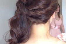 a beautiful side half updo with waves and twsists and a volume on top is a great idea for a bride, it looks simple yet chic