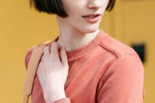 a brown ear-length bob with classic bangs and a bit of texture is always a good solution and it’s easy to style