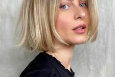 a chin-length blonde bob with a darker root is an elegant solution, it looks fresh and doesn’t require maintenance