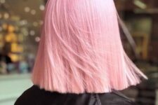 a cotton candy long bob with super straight hair is a fantastic statement with color and a trendy hair length
