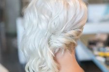 a lovely silver blonde hairstyle for a wedding