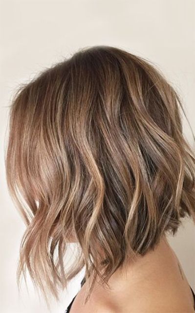 An A line bronde long bob with waves and soft blonde highlights is a cool idea, add volume to it and go