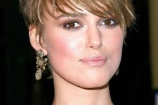 Keira Knightley wearing a choppy long pixie that looks bold, distinctive and face-flattering and inspires
