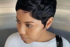 a beautiful black pixie haircut with a bit of texture and plenty of volume is a cool idea to rock
