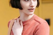 a brown ear-length bob with classic bangs and a bit of texture is always a good solution and it’s easy to style