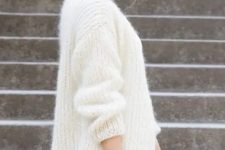 a lovely look in a chunky knit cardigan