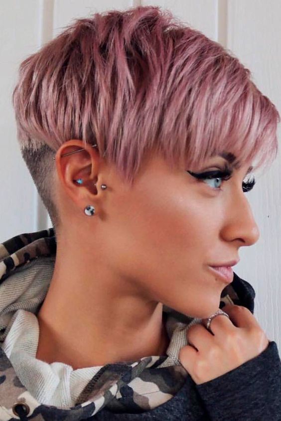 a layered and textured long pixie with side bangs and an undercut is a lovely solution for a bold and catchy look