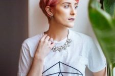 a lovely long wavy pink pixie with volume is a catchy and chic idea, it looks bold and amazing