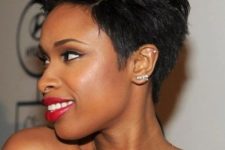 a textural black pixie with a lot of volume is a stylish idea, it love its textural and shaggy look