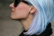 beautiful shoulder-length pastel blue hair with touches of silver is a fantastic idea for color fans