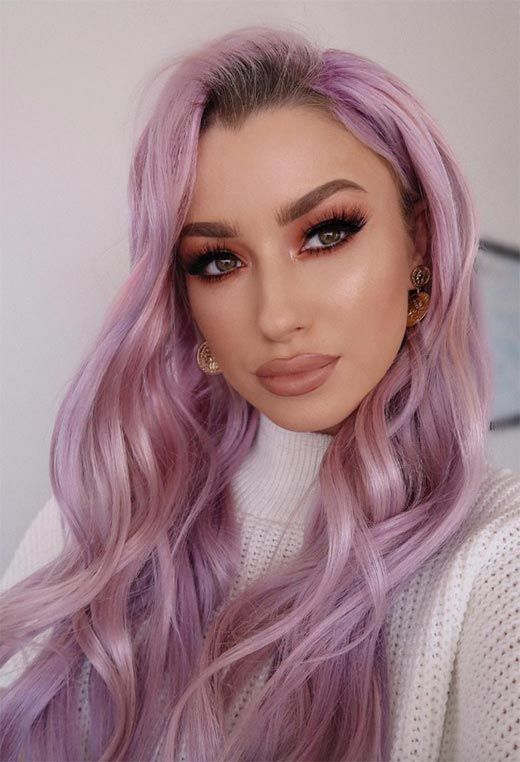 dreamy long lilac hair with volume and waves looks beautiful, it will add a soft touch of color to your look